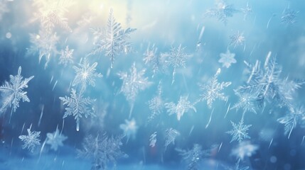 Fototapeta na wymiar snowflakes caught in a gentle breeze, creating a dynamic and visually stunning winter scene in the soft light of dawn