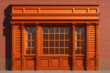 Obraz premium vintage orange painted storefront , retro commercial facade template model