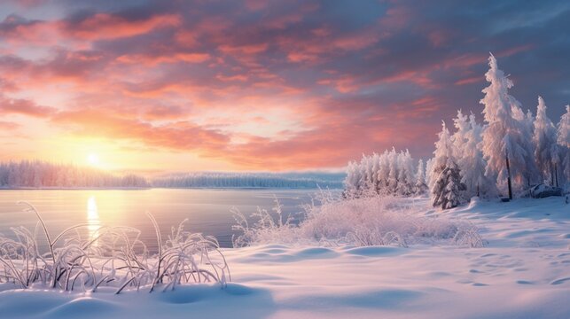 snowflakes caught in a gentle breeze, creating a dynamic and visually stunning winter scene in the soft light of dawn