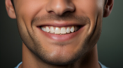 Fototapeta premium primo piano di bocca sorridente di uomo , denti bianchi e curati 