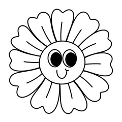 Cartoon flower line Icon.