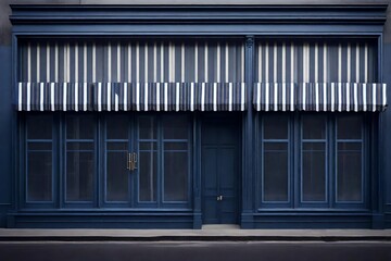Obraz premium vintage marine blue storefront , retro commercial facade template model