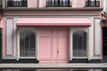 Fototapeta na wymiar vintage pink storefront , retro commercial facade template model
