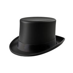 A mockup of a classic top hat, angled for a formal look, isolated on a white background.