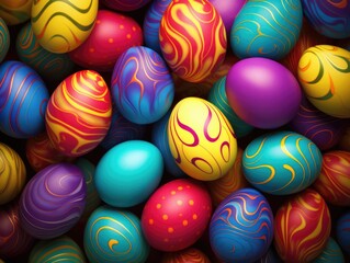 Fototapeta na wymiar Easter eggs with colorful patterns background