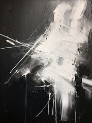 a white ink brushwritten image, with black splashes and ash grey, black paintings, marble ash grey created with Generative Ai