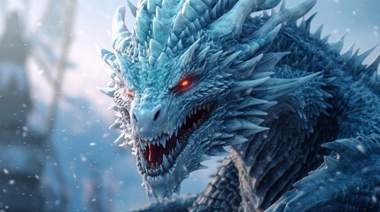 fantasy whimsical bold lines high detail frost dragon.Generative AI