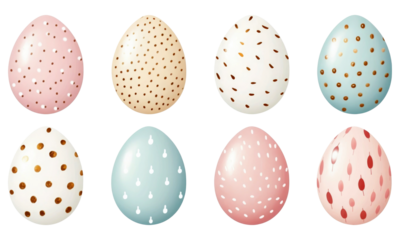 set of easter eggs isolated on transparent background