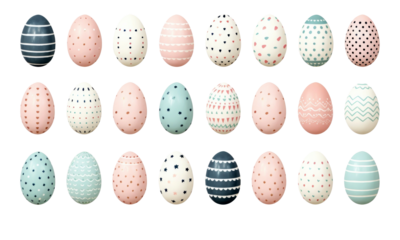 collection of easter eggs isolated on transparent background