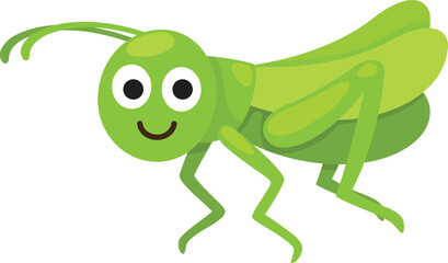 illustration of green grasshopper cartoon white on background vector