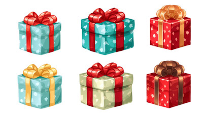 set of gift boxes isolated on transparent background