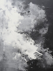 a white ink brushwritten image, with black splashes and ash grey, black paintings, marble ash grey created with Generative Ai
