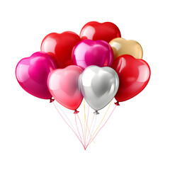 Realistic red Heart balloon on transparent background, Valentine Party air balloons decorative element design