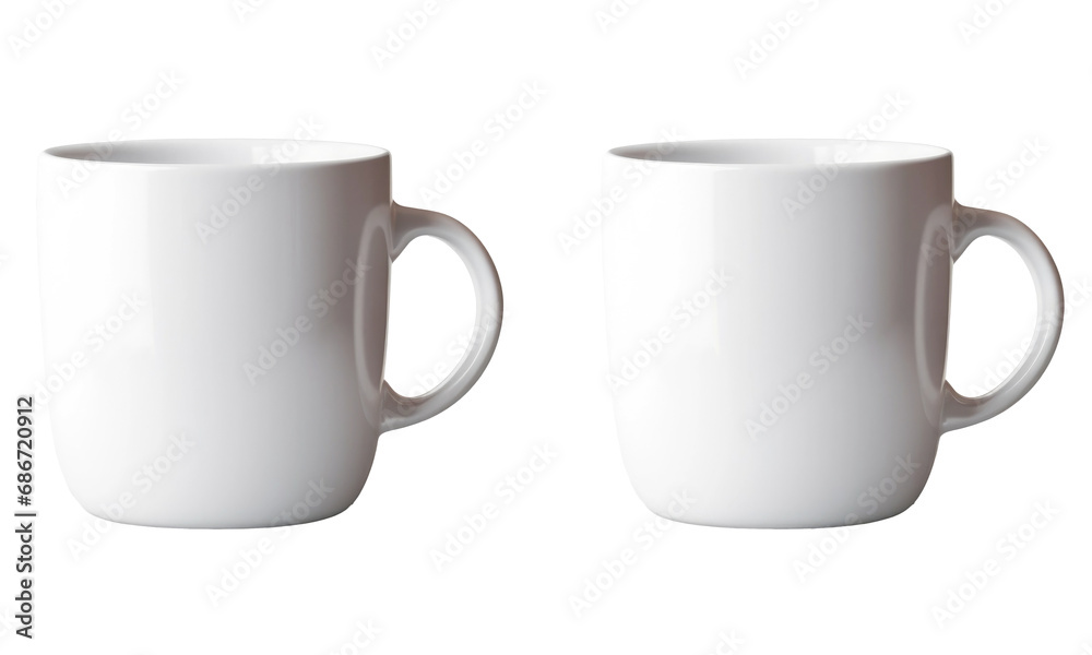 Sticker white coffee cup isolated on transparent background