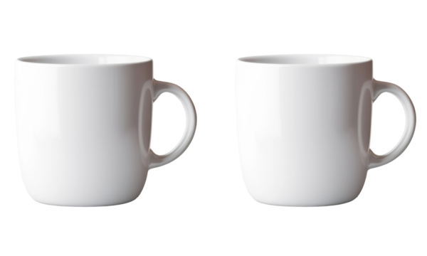 white coffee cup isolated on transparent background