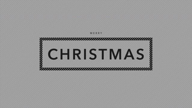 Modern Merry Christmas text in frame on grey background, motion holidays and winter style background for New Year and Merry Christmas