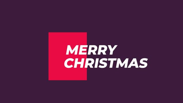 Modern Merry Christmas text on purple background, motion holidays and winter style background for New Year and Merry Christmas