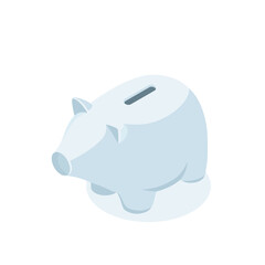 isometric piggy bank, in color on a white background, banking and financial savings or deposit