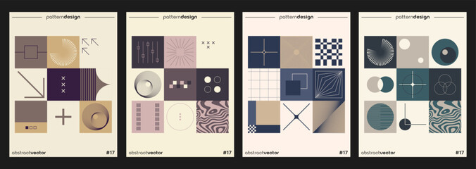Simple geometric abstract vector pattern. Swiss Design Shapes. Bauhaus Decorative Background. Brutalist Graphic Artwork.
