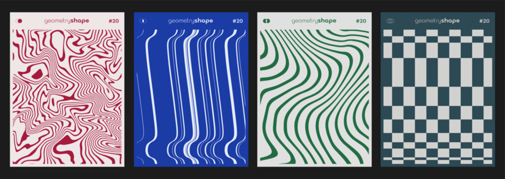 Collection of swiss design striped posters. Meta modern graphic elements. Abstract modern geometric stripes.