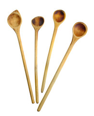 set of vintage wooden spoons isolated on transparent background. Kitchen utensils,cooking,restaurant menu template concept