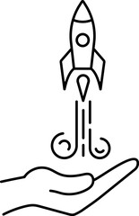 Rocket launch. Startup concept icon design in linear style.