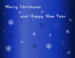 Merry Christmas and Happy Holidays card with stars, snowflakes on a blue background. Universal art templates.