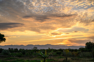 sunset sky on the island of Cyprus, colorful clouds and reflections in the sky 13