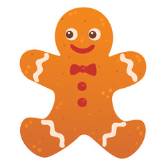 Gingerbread cookies. Winter homemade sweets in shape of house and gingerbread man. Cartoon Vector illustration.