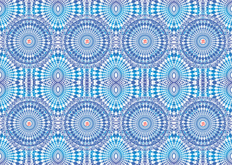 Openwork background, abstract design background with the Aum / Om / Ohm symbol. Blue color. Vector graphics