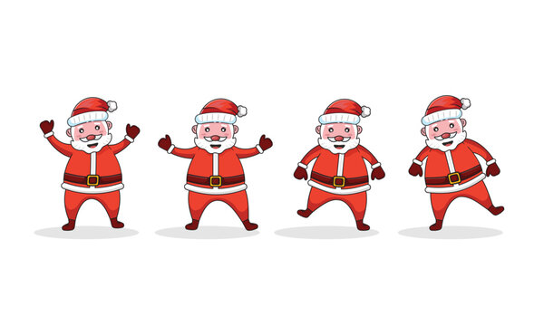 Bundle Set Santa Claus Vector Icon Illustration. Flat Cartoon Style Suitable for Web Landing Page, Banner, Flyer, Sticker, Card, Background