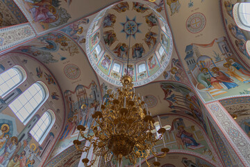Fototapeta na wymiar Orthodox Chapel in honor of St. Nicholas the Wonderworker in the village of Myshako, Novorossiysk, Russia, 12.11.2023
