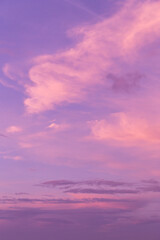 Naklejka na ściany i meble Epic dramatic pink purple violet blue beautiful sky. Beautiful soft gentle sunrise, sunset with cirrus clouds background texture
