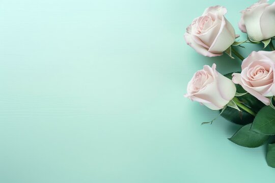 roses on monochrome background, minimalism, green background, spring discounts