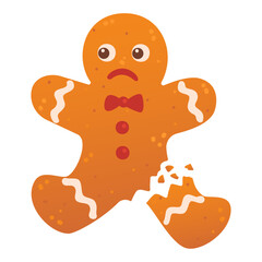 Gingerbread broken cookies. Winter homemade sweets, broken cookies . Cartoon Vector illustration.