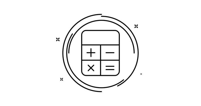 calculator animated outline icon with alpha channel. calculator rotation appearance 4k video animation for web, mobile and ui design