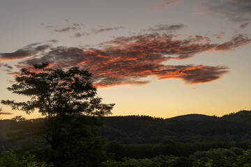 Fototapeta na wymiar Sunset over the Blue Ridge Mountains in North Carolina, USA.
