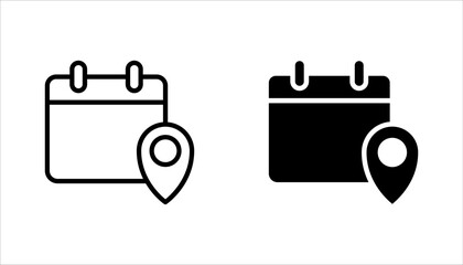 Calendar with map pin icon. Event location, meeting place symbol. vector illustration on white background