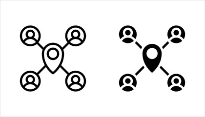meeting location or team place thin line icon. concept of real estate company symbol or public space badge, vector illustration on white background