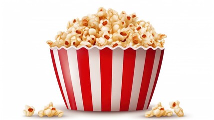Popcorn isolated on white background, created with Generative Ai technology.