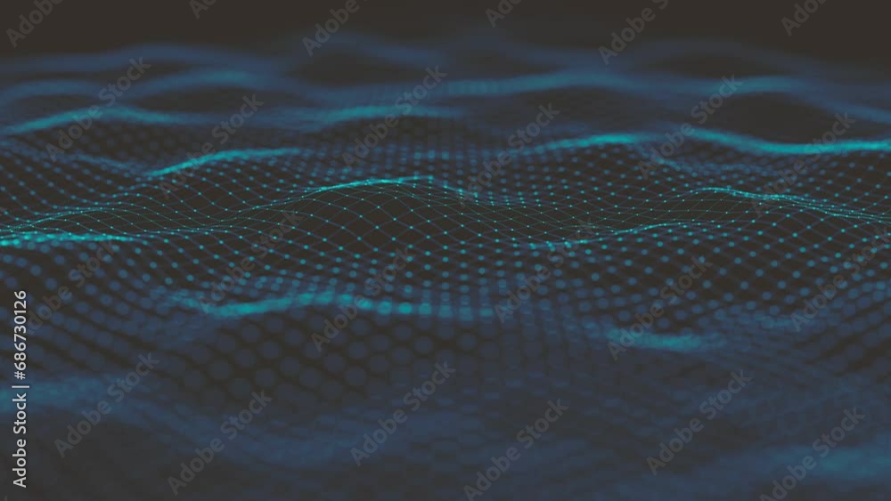 Poster abstract minimal mesh waving background/ 4k animation of an abstract fractal background with mesh su