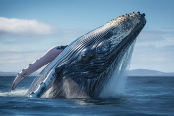 Naklejka premium Humpback blue whale