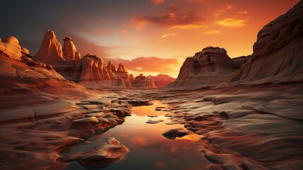 Fototapeta na wymiar Dry cracked earth in desert at sunset