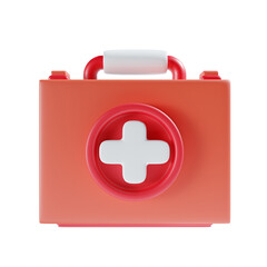 first aid kit 3d illustration red theme