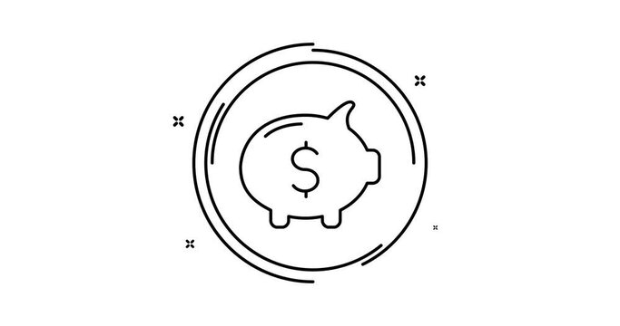piggybank animated outline icon with alpha channel. piggybank rotation appearance 4k video animation for web, mobile and ui design