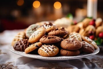 On the table, plates filled with cookies, each adorned with meticulous and charming details in their decoration.