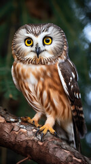Obraz premium Northern Saw-whet Owl close up