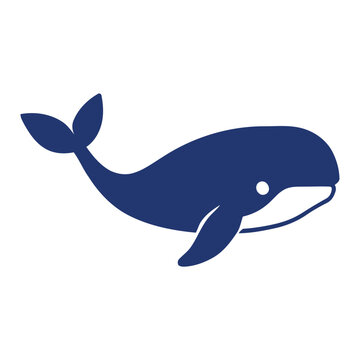 Blue whale, flat vector illustration.