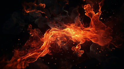 Fototapeta na wymiar Dynamic 3D Illustration: Burning Embers and Glowing Flames - Intense Heatwave and Fiery Abstract Design, Perfect for Conceptual Backgrounds and Digital Art Creations.