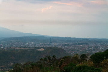View of the city from the mountain in the afternoon